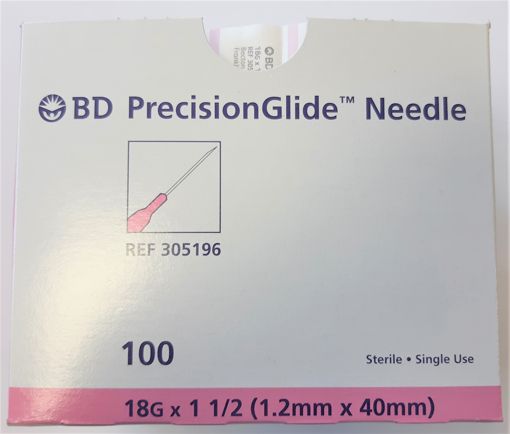 Picture of BD PRECISION GLIDE NEEDLE - 18GX1.5IN 100S             